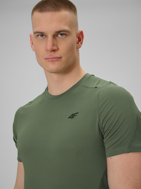 Męska koszulka treningowa 4F 4FWSS26TFTSM1775 - khaki