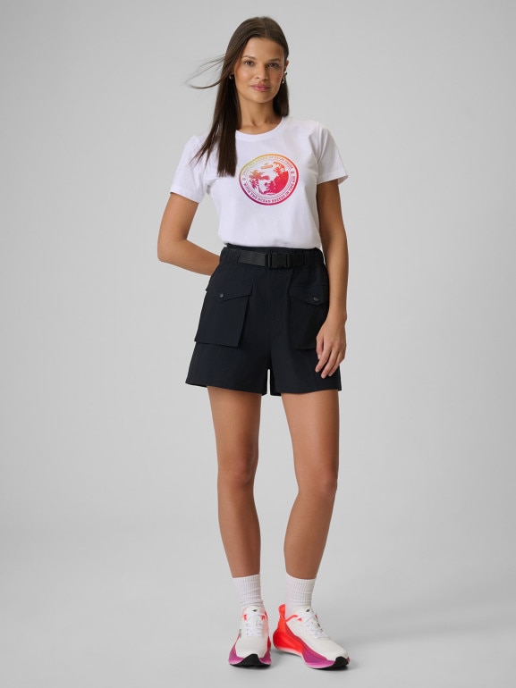 Damski t-shirt z nadrukiem 4F 4FWSS26TTSHF2718 - biały