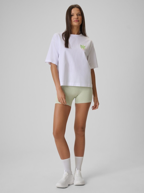 Damski t-shirt z nadrukiem 4F 4FWSS26TTSHF2719 - biały