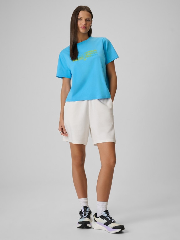 Damski t-shirt z nadrukiem 4F 4FWSS26TTSHF2720 - niebieski