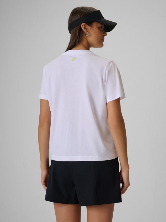 Damski t-shirt z nadrukiem 4F 4FWSS26TTSHF2721 - biały