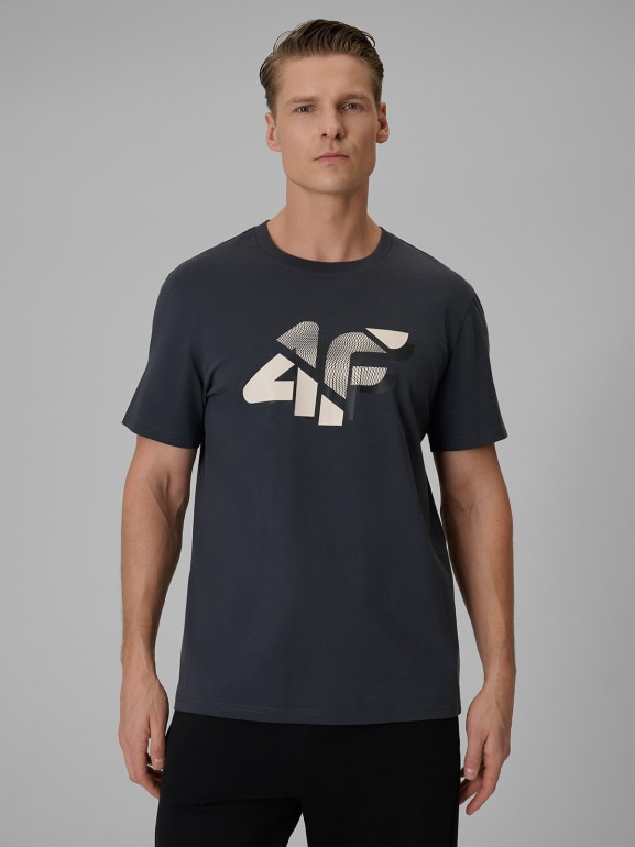Męski t-shirt z nadrukiem 4F 4FWSS26TTSHM2667 - szary