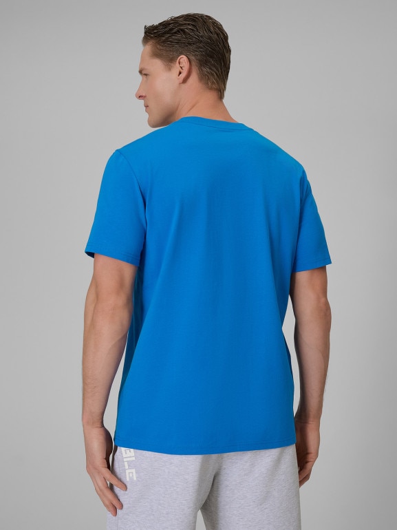 Męski t-shirt z nadrukiem 4F 4FWSS26TTSHM2667 - niebieski