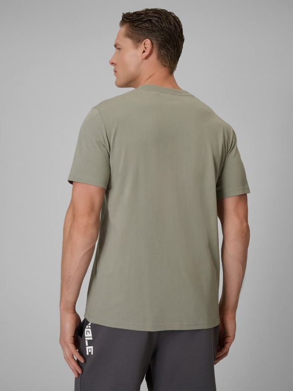Męski t-shirt z nadrukiem 4F 4FWSS26TTSHM2667 - khaki