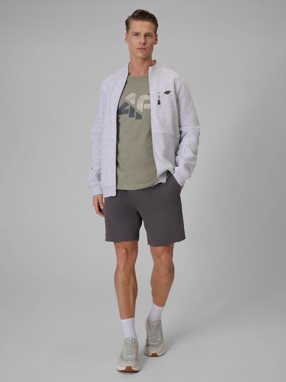 Męski t-shirt z nadrukiem 4F 4FWSS26TTSHM2667 - khaki