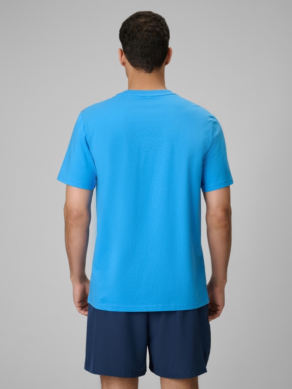Męski t-shirt z nadrukiem 4F 4FWSS26TTSHM2783 - niebieski