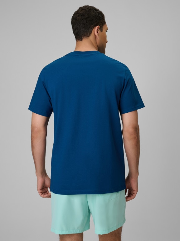 Męski t-shirt z nadrukiem 4F 4FWSS26TTSHM2783 - granatowy