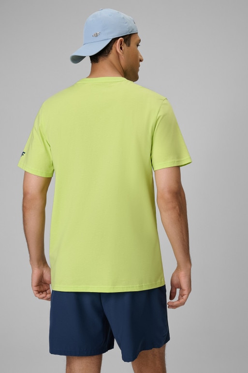 Męski t-shirt z nadrukiem 4F 4FWSS26TTSHM2784 - zielony