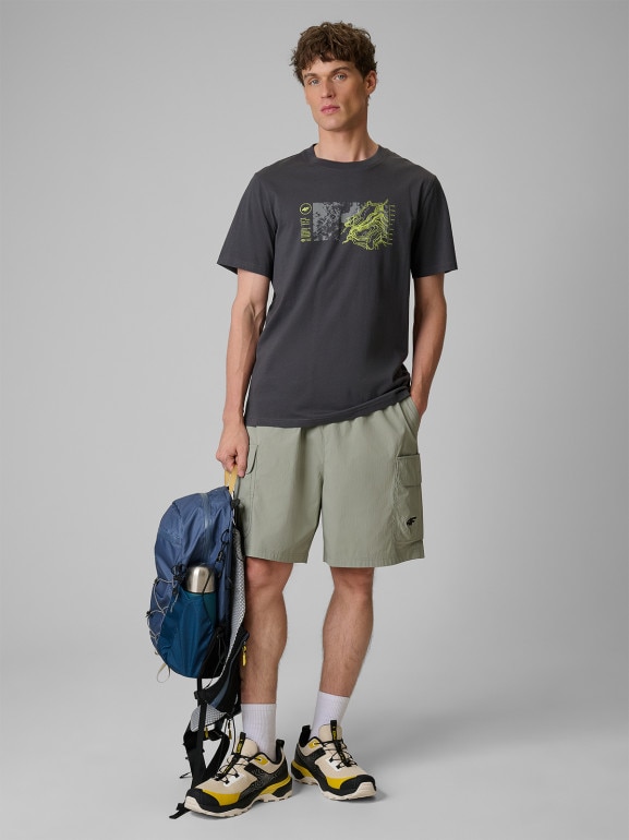 Męski t-shirt z nadrukiem 4F 4FWSS26TTSHM2823 - szary
