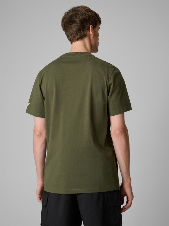Męski t-shirt z nadrukiem 4F 4FWSS26TTSHM2825 - khaki