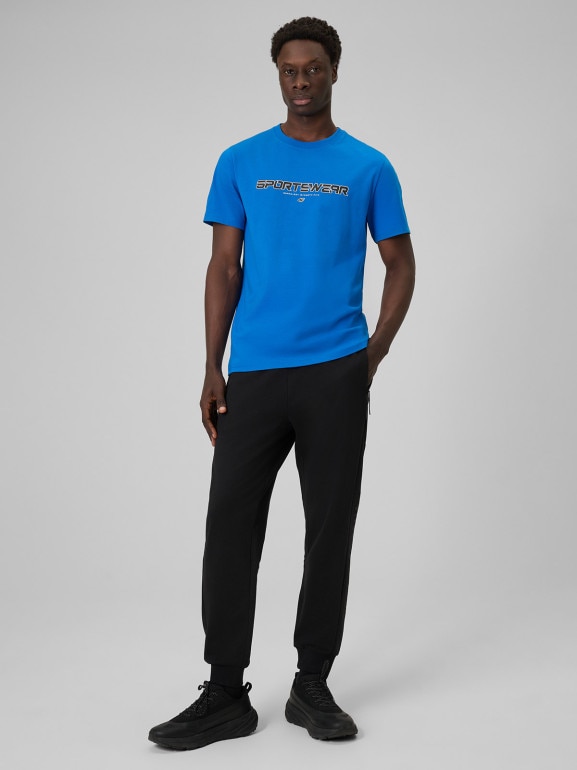 Męski t-shirt z nadrukiem 4F 4FWSS26TTSHM3033 - niebieski