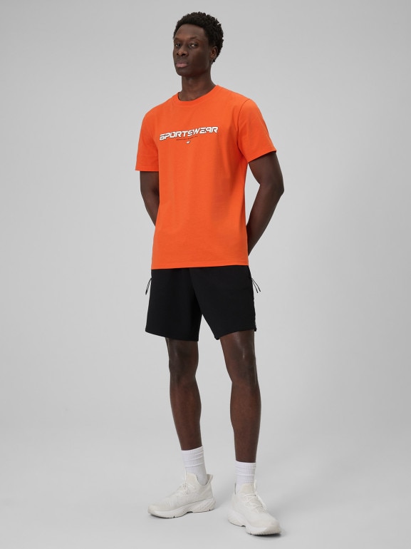 Męski t-shirt z nadrukiem 4F 4FWSS26TTSHM3033 - pomarańczowy