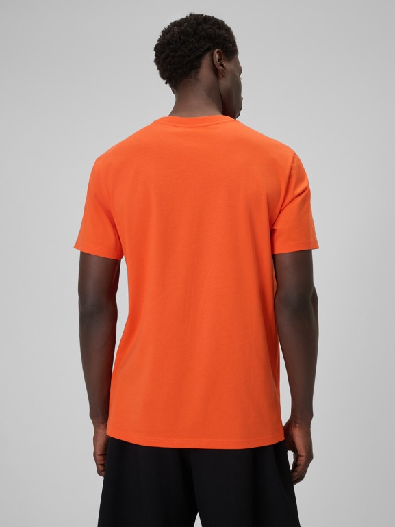 Męski t-shirt z nadrukiem 4F 4FWSS26TTSHM3033 - pomarańczowy