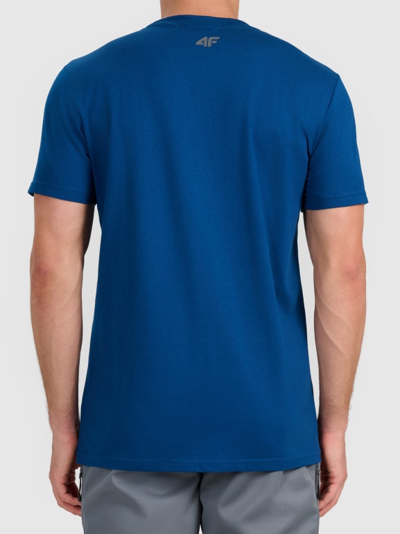 Męski t-shirt z nadrukiem 4F 4FWSS26TTSHM3321 - granatowy
