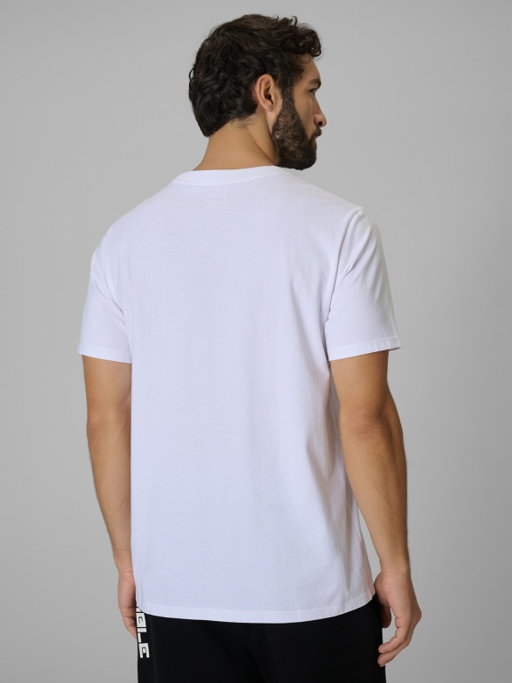 Męski t-shirt z nadrukiem 4F 4FWSS26TTSHM3328 - biały