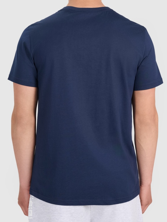 Męski t-shirt z nadrukiem 4F 4FWSS26TTSHM3328 - granatowy