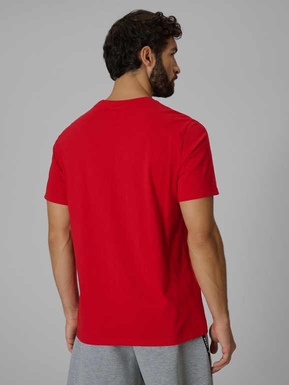 Męski t-shirt z nadrukiem 4F 4FWSS26TTSHM3328 - czerwony
