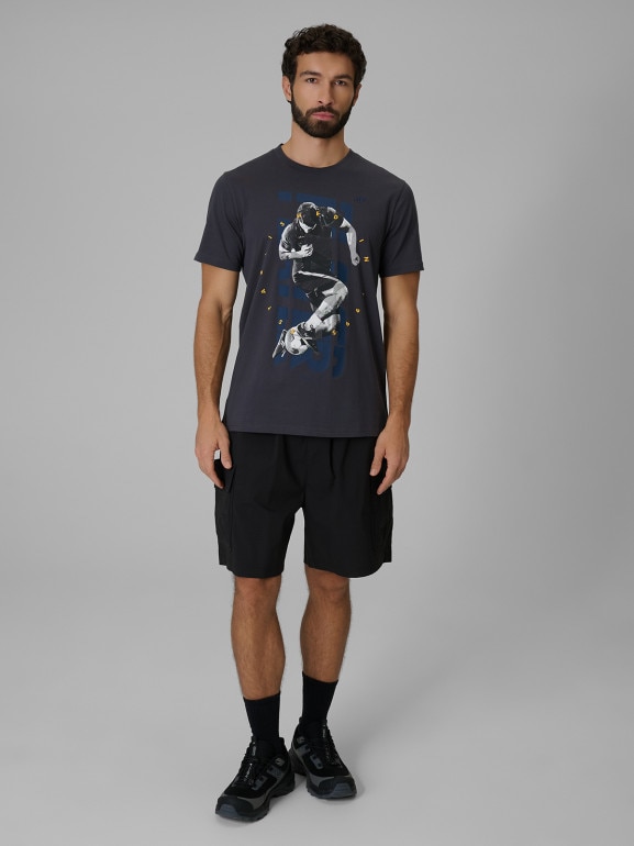 Męski t-shirt z nadrukiem 4F 4FWSS26TTSHM3330 - szary
