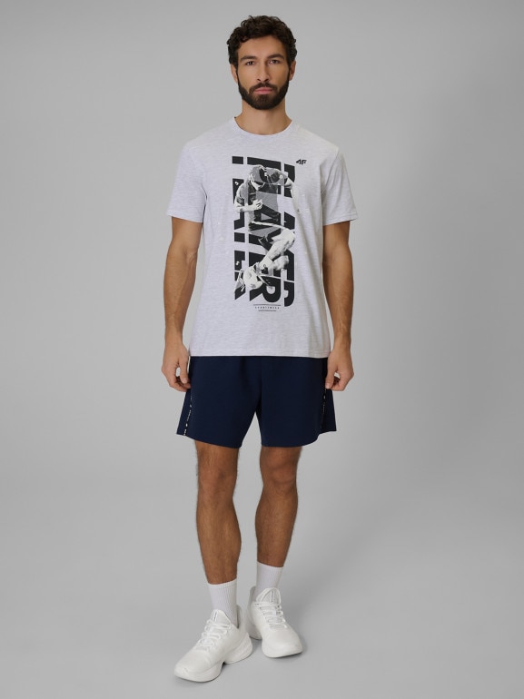 Męski t-shirt z nadrukiem 4F 4FWSS26TTSHM3330 - szary