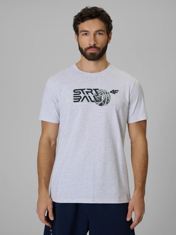 Męski t-shirt z nadrukiem 4F 4FWSS26TTSHM3331 - szary
