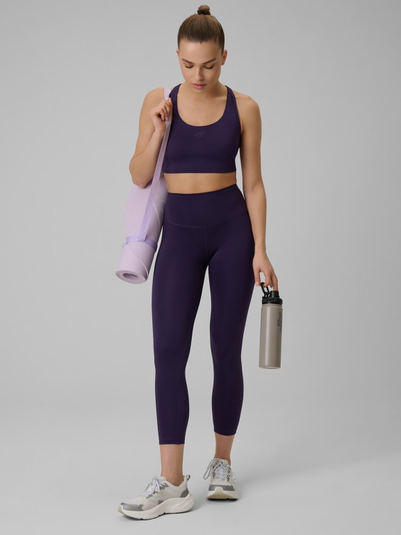 Damski biustonosz treningowy 4F 4FWSS26USBAF222 - fioletowy