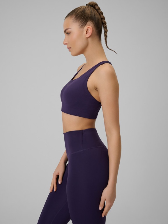 Damski biustonosz treningowy 4F 4FWSS26USBAF222 - fioletowy