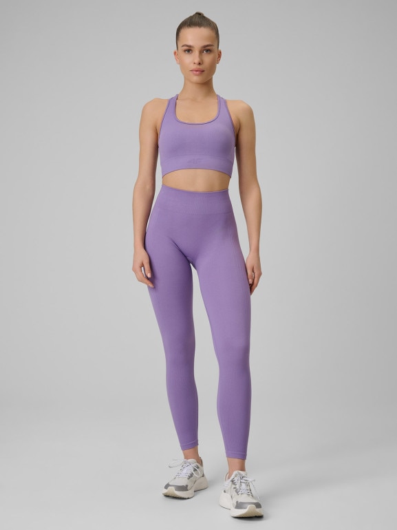 Damski biustonosz treningowy 4F 4FWSS26USBAF242 - fioletowy