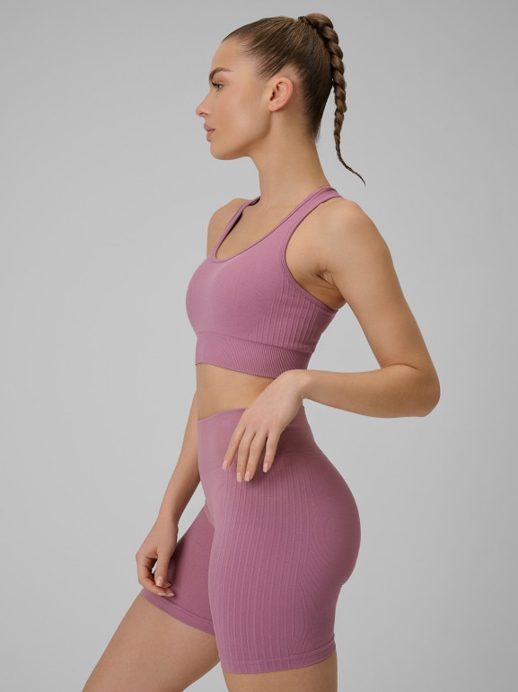 Damski biustonosz treningowy 4F 4FWSS26USBAF242 - różowy