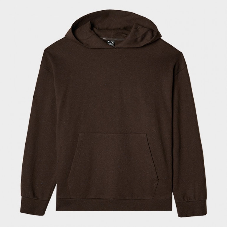 Męska bluza dresowa nierozpinana z kapturem 4F 4FWAW24TSWSM1310 - brązowa