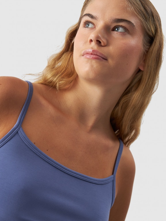 Damski crop-top 4F 4FWAW24TSLEF107 - niebieski