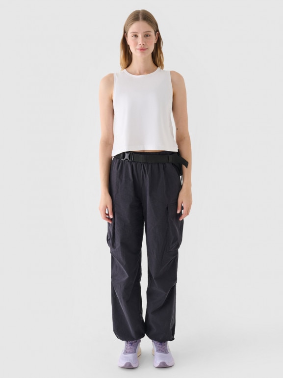 Damski crop top 4F 4FRAW24TSLEF183 - biały