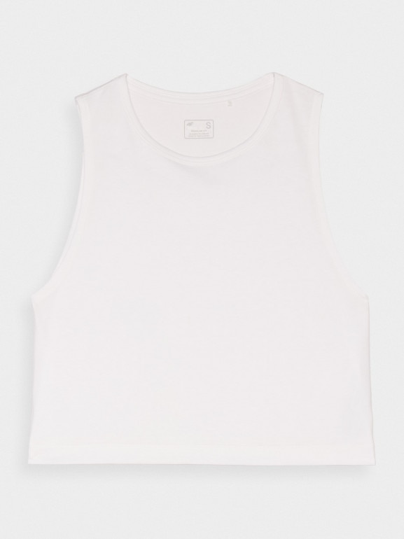 Damski crop top 4F 4FRAW24TSLEF183 - biały