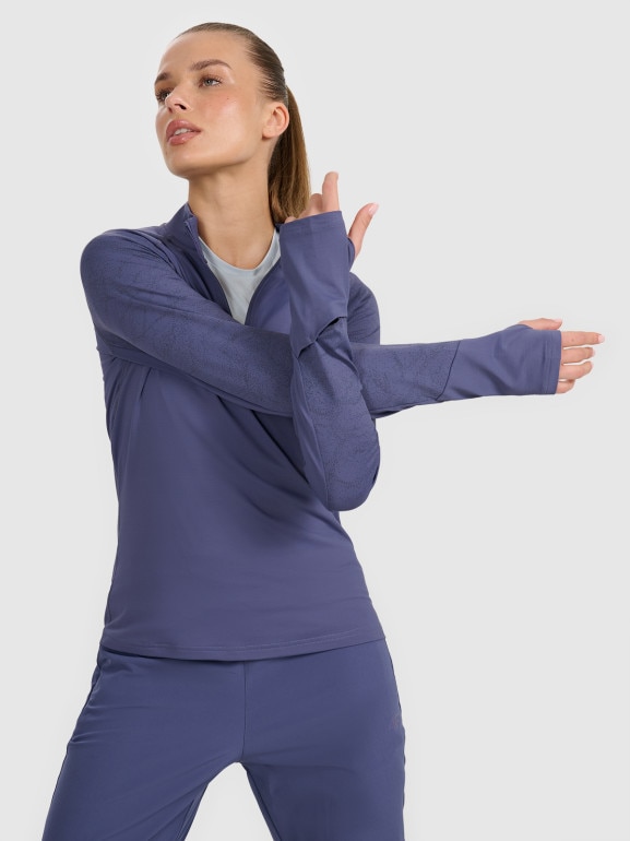 Damska bluza do biegania 4F 4FWAW25TFSWF578 - granatowa