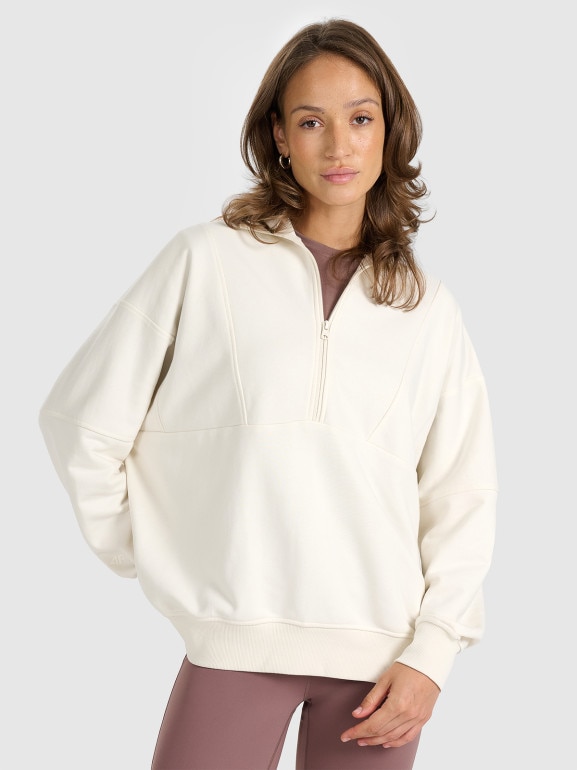 Damska bluza dresowa bez kaptura 4F 4FRAW25TSWSF2358 - biała