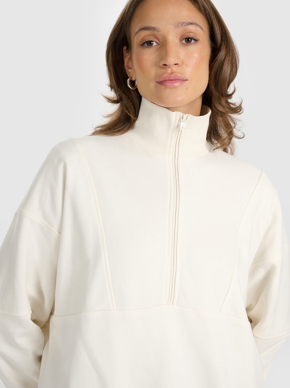 Damska bluza dresowa bez kaptura 4F 4FRAW25TSWSF2358 - biała
