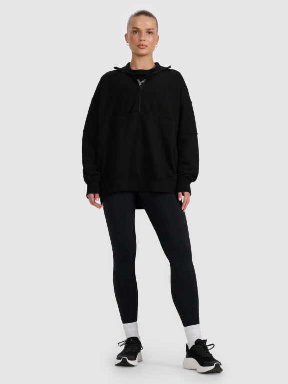 Damska bluza dresowa bez kaptura 4F 4FRAW25TSWSF2358 - czarna