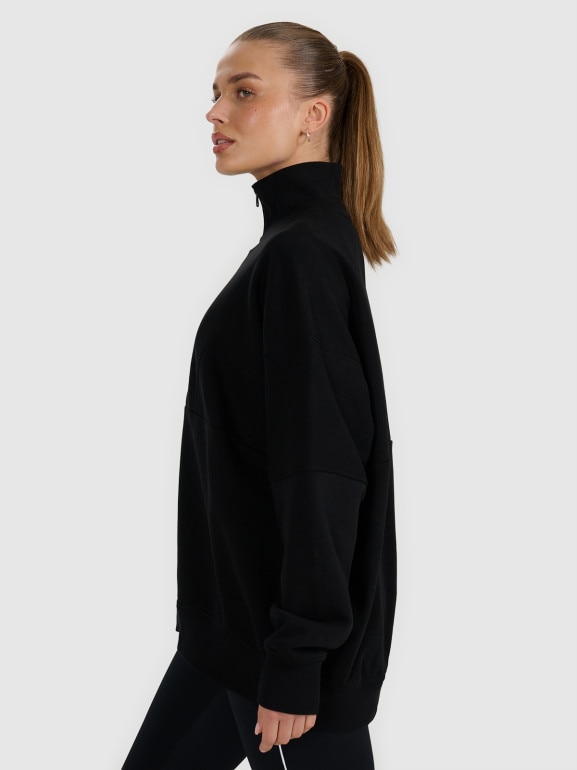Damska bluza dresowa bez kaptura 4F 4FRAW25TSWSF2358 - czarna
