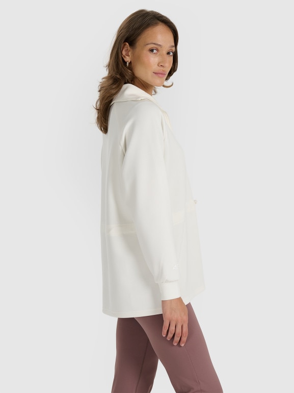 Damska bluza dresowa bez kaptura 4F 4FRAW25TSWSF2463 - biała