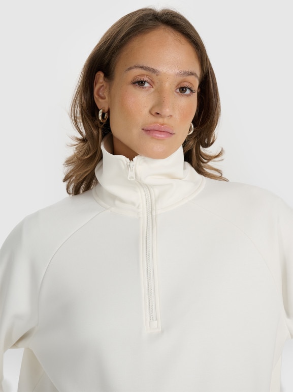 Damska bluza dresowa bez kaptura 4F 4FRAW25TSWSF2463 - biała