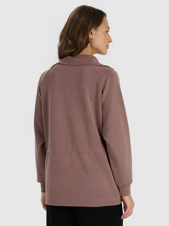 Damska bluza dresowa bez kaptura 4F 4FRAW25TSWSF2463 - brązowa