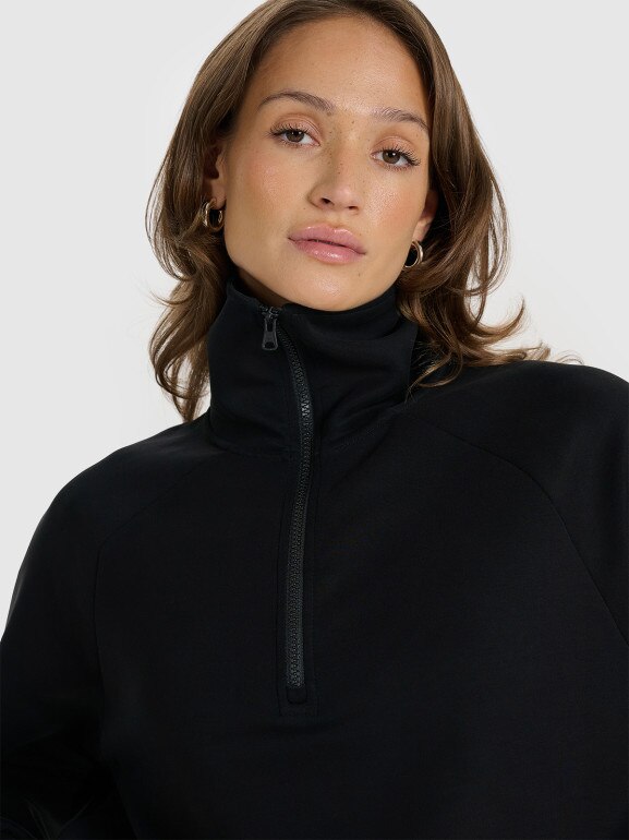 Damska bluza dresowa bez kaptura 4F 4FRAW25TSWSF2463 - czarna