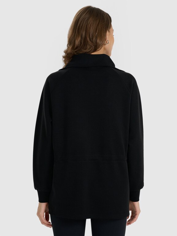 Damska bluza dresowa bez kaptura 4F 4FRAW25TSWSF2463 - czarna