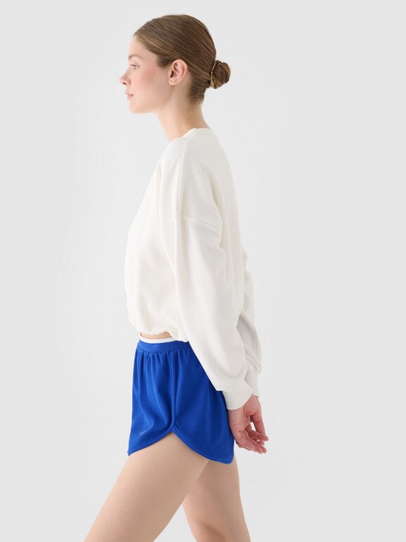 Damska bluza dresowa nierozpinana bez kaptura 4F 4FRSS24TSWSF2027 - biała 