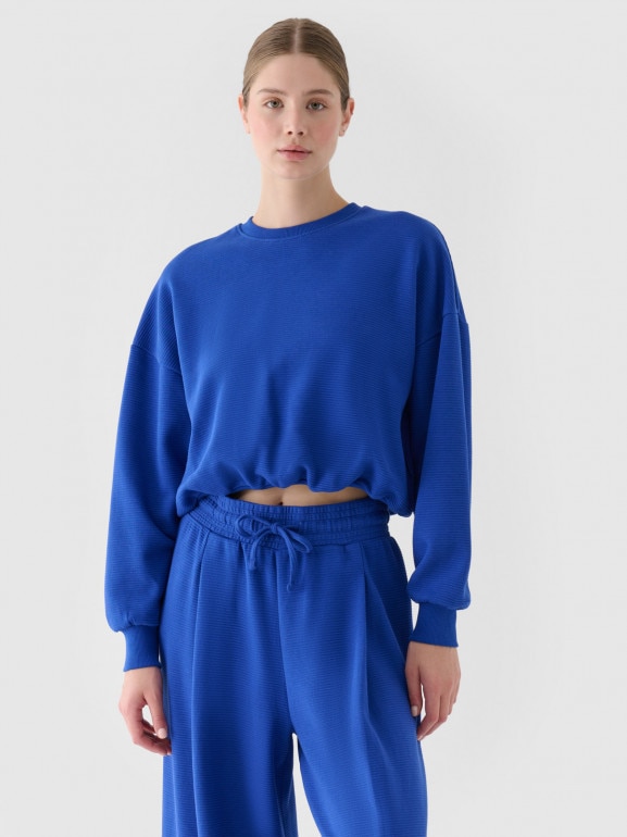 Damska bluza dresowa bez kaptura 4F 4FRSS24TSWSF2027 - niebieska 