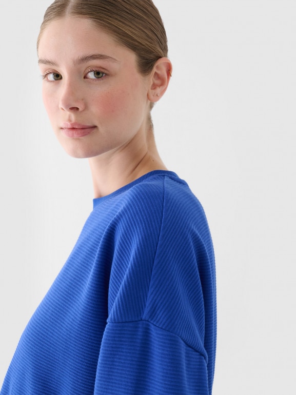 Damska bluza dresowa bez kaptura 4F 4FRSS24TSWSF2027 - niebieska 