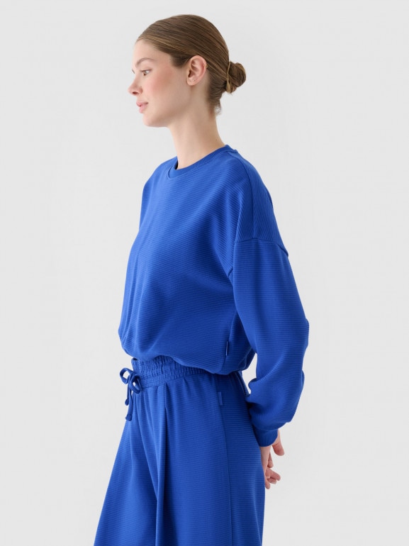 Damska bluza dresowa bez kaptura 4F 4FRSS24TSWSF2027 - niebieska 