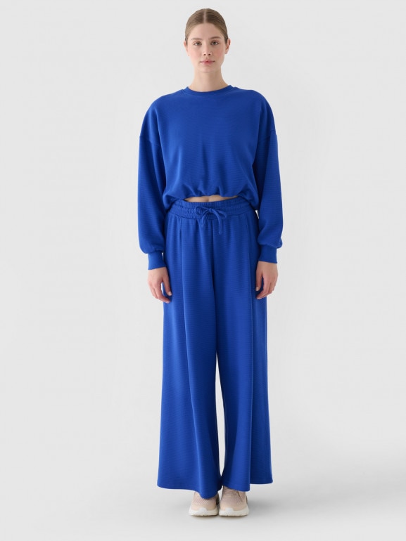 Damska bluza dresowa bez kaptura 4F 4FRSS24TSWSF2027 - niebieska 