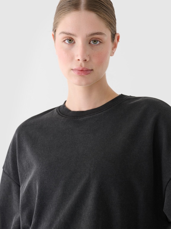 Damska bluza dresowa nierozpinana bez kaptura 4F 4FRSS24TSWSF2032 - czarna