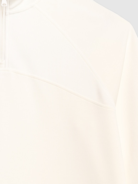 Damska bluza dresowa nierozpinana bez kaptura 4F 4FWAW25TSWSF1836 - biała