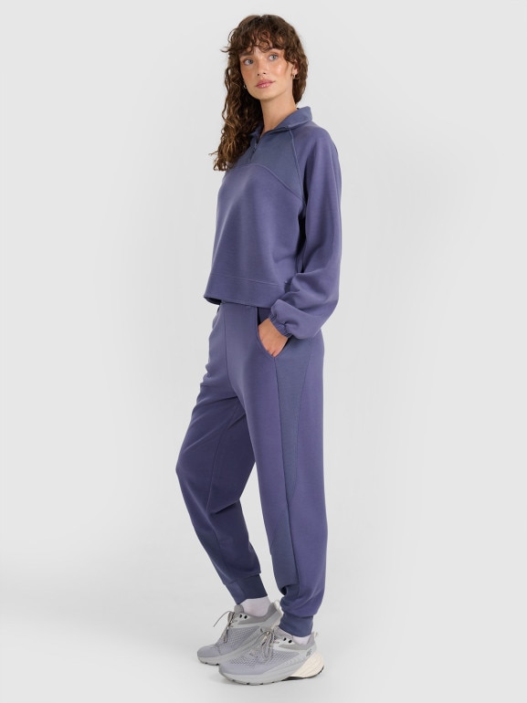 Damska bluza dresowa nierozpinana bez kaptura 4F 4FWAW25TSWSF1836 - niebieska